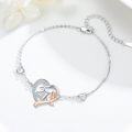 wholesale 925 Sterling Silver Cubic Zirconia Rose Heart Charm Bracelet for Women's 21st Birthday Gift-0-2