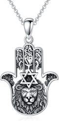 wholesale 925 Sterling Silver Hamsa Tree of Life Viking Lion Pendant Necklace-0-0