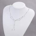 wholesale 925 Sterling Silver 925 Pearl Y-Shaped Pendant Necklace Trendy Beaded Chain Dainty s for Her-0-2