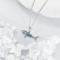 wholesale 925 Sterling Silver Abalone Shell Inlay Shark Necklace with Chain-0-3