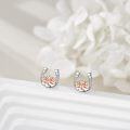 wholesale 925 Sterling Silver Rose Gold Lotus Flower Horseshoe Stud Earrings  for Women and Girls-0-2