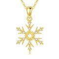 TOUPOP 14K Gold Crystal Snowflake Necklace Women's Winter Christmas Gift-0-0