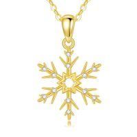 TOUPOP 14K Gold Crystal Snowflake Necklace Women's Winter Christmas Gift-undefined