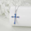 wholesale 925 Sterling Silver Blue Topaz December Birthstone Cross Necklace for Women-0-2