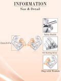 wholesale 925 Sterling Silver Heart-Shaped Dog Stud Earrings with Cubic Zirconia - Gift for Dog Moms and Pet Lovers-0-5