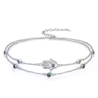 wholesale 925 Sterling Silver Birthstone Women s Anklet Bracelets Infinity Butterfly Evil Eye Turtle Pineapple Starfish Heart-Evil Eye & Hamsa-Anklet 9"-11"