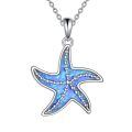 wholesale 925 Sterling Silver Blue Opal Starfish Pendant Necklace-0-0