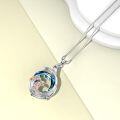 wholesale 925 Sterling Silver Whale Pendant with Blue Crystal and Rose Gold Wave Design Necklace-0-5
