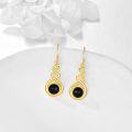 wholesale Gold 925 Sterling Silver Spiral Dangle Earrings with Black Onyx and Gold Tone Leverback  for Women-0-1