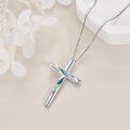 wholesale 925 Sterling Silver Abalone Shell Inlay Cross Pendant Necklace for Women Men Holiday Gift-0-3