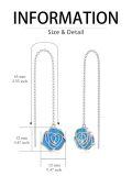 wholesale 925 Sterling Silver Blue Leaf Long Chain Earrings-0-4