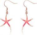 wholesale 925 Sterling Silver Pink Opal Starfish Dangle Earrings - Nautical Hawaiian Ocean Jewellery for Women-0-0