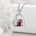 wholesale 925 Sterling Silver Penguin in Skiing Heart Pendant Necklace for Women Christmas Gifts-0-1