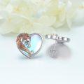 wholesale 925 Sterling Silver Heart-Shaped Horse Head Stud Earrings with Blue Enamel and Rose Gold Accents-0-3