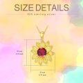 wholesale 925 Sterling Silver Yellow Gold Over Sterling Silver 1.50ct Red Garnet Sunflower Pendant Necklace-0-5