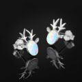 wholesale 925 Sterling Silver Opal Christmas Reindeer Stud Earrings Holiday Gift for Women-0-2