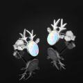 wholesale 925 Sterling Silver Deer Head Earrings Wholesale With Opal Face Studs-0-2