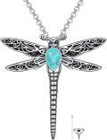 wholesale Sterling Silver Stone Dragonfly Urn Necklace for Ashes w Filling Tool-0-35