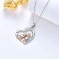 wholesale 925 Sterling Silver Fox & Girl Love Forever Heart Pendant Necklace s for Women-0-3
