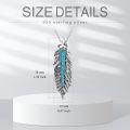 wholesale 925 Sterling Silver Turquoise Feather Pendant Necklace - Western Bohemian Style-0-4