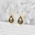 wholesale 925 Sterling Silver Gold Plated Black Onyx Tulip Leverback Earrings Floral  for Women-0-4