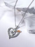 wholesale 925 Sterling Silver Heart-Shaped Pendant with Yorkshire Terrier and Paw Print Charm Necklace for Women's Gifts-0-3