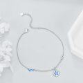 wholesale 925 Sterling Silver Blue Opal Sand Dollar Charm Anklet for Women Girls Beach  6-8 Adjustable Chain Length-0-3