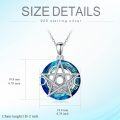 wholesale 925 Sterling Silver Pentagram Blue Crystal Pendant Necklace-0-3