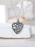 wholesale 925 Sterling Silver Heart-shaped Pet Urn Keepsake Necklace for Ashes - Includes Funnel and Fill Tool (Paw Print & Birds Design)-0-2