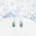 wholesale 925 Sterling Silver Green Enamel Flower Drop Earrings-0-4