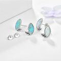 wholesale 925 Sterling Silver Green Opal Marquise Leaf Stud Earrings for Women - Nature Inspired -0-2