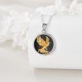 wholesale 925 Sterling Silver Gold Plated Phoenix Pendant Necklace with Black Onyx Stone and Box Chain 45cm Length-0-4