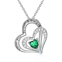 wholesale 925 Sterling Silver CZ Heart Birthstone Necklace Wholesale for Women Anniversary Gift-5-May