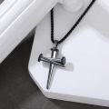 wholesale Black 925 Sterling Silver Hexagon Turquoise Cross Pendant Necklace for Men & Women-0-2