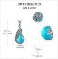 wholesale 925 Sterling Silver Teardrop Turquoise & Blue Crystal Peacock Pendant Necklace for Women's Gifts-0-4