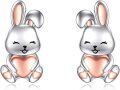 wholesale 925 Sterling Silver Pink Heart Rabbit Angel Stud Earrings  for Girls and Women-0-0