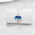 wholesale 925 Sterling Silver Blue Crystal Heart Pendant with Otters and Star Charm Necklace for Women Girls Gifts-0-2