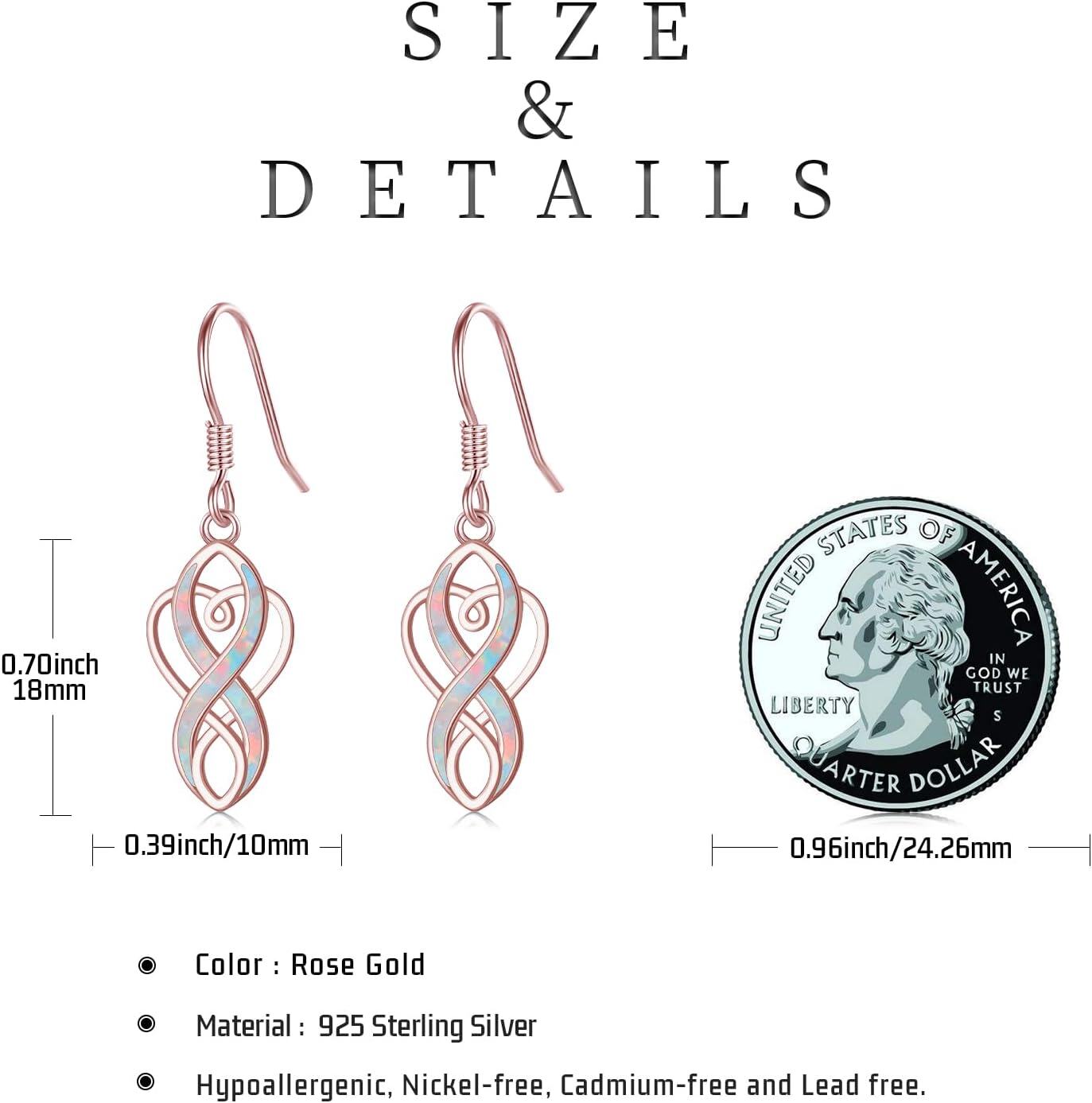 wholesale 925 Sterling Silver White Opal Celtic Knot Drop Earrings Irish s for Women-0-3