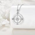 wholesale 925 Sterling Silver Round Rotatable Compass Pendant Necklace with Mother of Pearl and Cubic Zirconia for Women's Gift-0-2