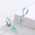 wholesale 925 Sterling Silver Turquoise Cross Huggie Hoop Earrings for Women - Hypoallergenic  Set-0-3