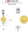 wholesale 925 Sterling Silver Sunflower Charm for Bracelet Birth Flower Daisy Lily Rose Month Flower Bead Charm with Name Synthetic Birthstone Month Flower Charm Gift for Women-0-5