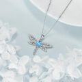 wholesale 925 Sterling Silver Dragonfly Heart-Shaped Blue Crystal Pendant Necklace s for Women-0-4