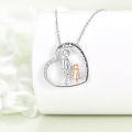 wholesale 925 Sterling Silver Heart Pendant Necklace - Girl & Boy Best Friends Forever  for Sisters or Brothers on Birthdays and Christmas-0-3