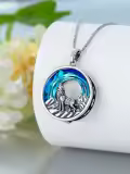 TOUPOP Sterling Silver Stone Wolf Necklace Gift for Women Men Birthday Christmas-0-3