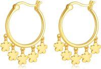 wholesale Gold 925 Sterling Silver Flower Dangle Hoop Earrings for Women -Gold Hoop Earrings with Flower Charm
