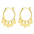 wholesale Gold 925 Sterling Silver Flower Dangle Hoop Earrings Wholesale for Women -0-0