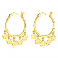 wholesale Gold 925 Sterling Silver Flower Dangle Hoop Earrings Wholesale for Women -Gold Hoop Earrings with Flower Charm