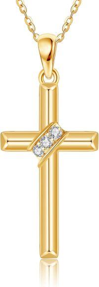 wholesale 14K Gold Diamond Cross Pendant Necklace for Women Fine s-Moissanite Cross