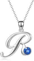 wholesale TOUPOP Christmas & Birthday Gifts: Initial Necklaces - 925 Sterling Silver Letter Pendants With Birthstone A-z -0-0