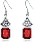 wholesale 925 Sterling Silver & 5A Cubic Zirconia 12x9mm Emerald Cut Birthstone Dangle Drop Earrings-0-0
